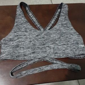 Gray cross back sports bra
